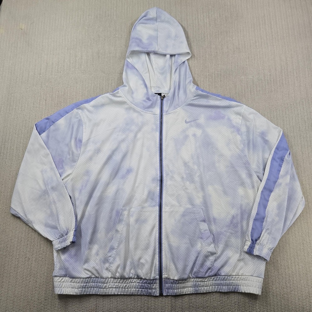 Nike Icon Clash Jacket Womens 2X White Purple Tie Dye Light Thistle Logo Mesh - Picture 3 of 13